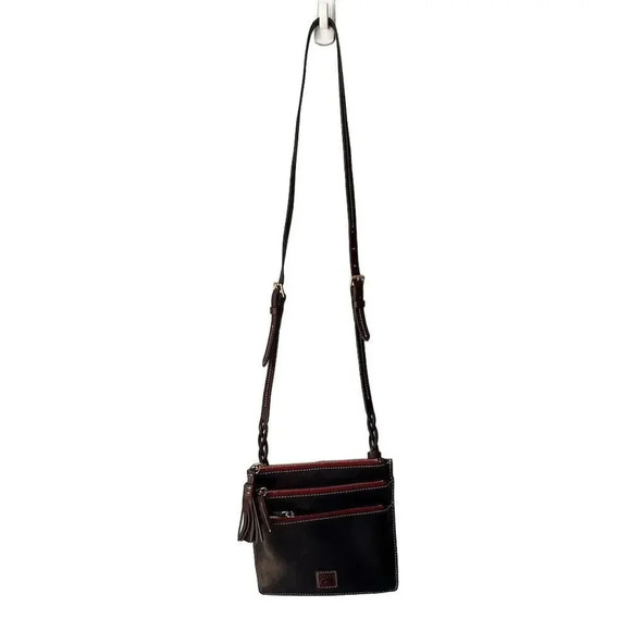 Dooney & Bourke Florentine Leather Triple Zip Crossbody Bag Black - Picture 3 of 6
